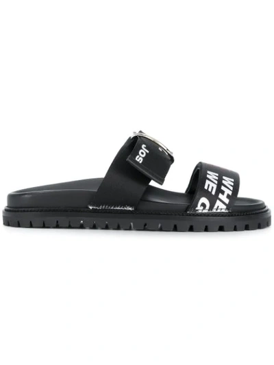 Joshua Sanders Buckle Strap Sliders In Black