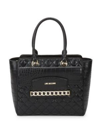 Love Moschino Quilted Faux Leather Tote Bag In Black