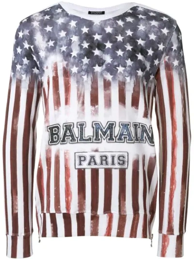 Balmain Sweatshirt With Side Zips In Multicolore 192