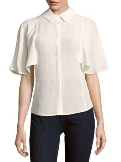 Cosette Meryl Cape-sleeve Silk Blouse In White
