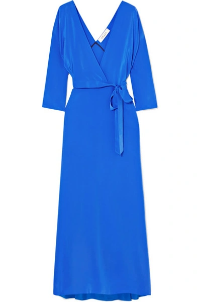 Diane Von Furstenberg Silk Crepe De Chine Wrap Maxi Dress In Cobalt
