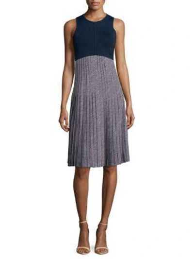 Cosette Two-tone Pleated Dress In Blueberry