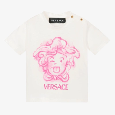 Versace Babies' Girls Ivory Medusa T-shirt