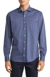 Alton Lane Walker Seasonal Knit Button-up Shirt In Dark Blue Squares
