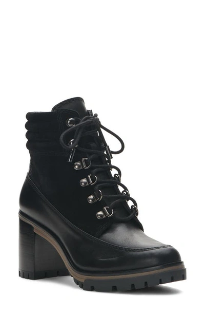 Vince Camuto Donenta Lace-up Hiker Booties Women's Shoes In Black