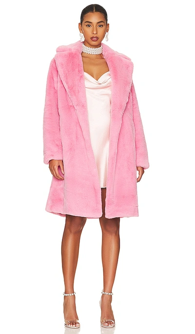 Apparis Faux-fur Single-breasted Coat In Lolly Pink