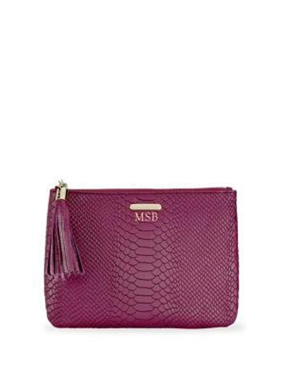 Gigi New York All-in-one Python-embossed Leather Clutch In Mulberry