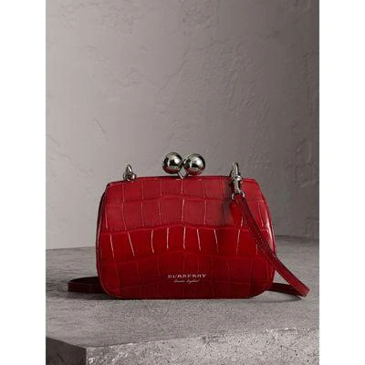 Burberry Small Alligator Frame Bag In Bright Red