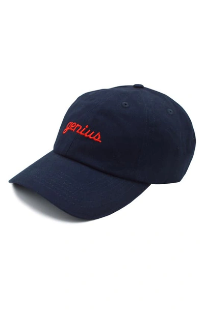A Life Well Dressed Genius Statement Baseball Cap In Navy/ Red