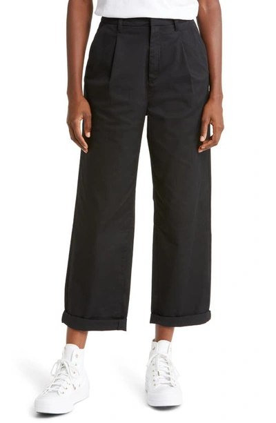 Brixton Victory High Waist Wide Leg Ankle Pants In Jet Black