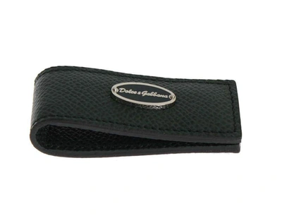 Dolce & Gabbana Green Leather Magnet Money Clip In Blue