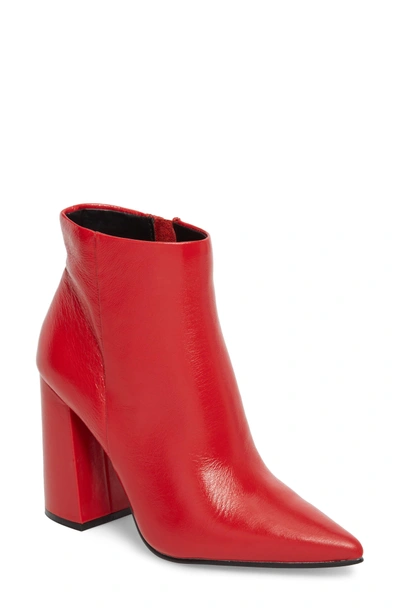 Steve Madden Justify Flared Heel Bootie In Red Leather ModeSens