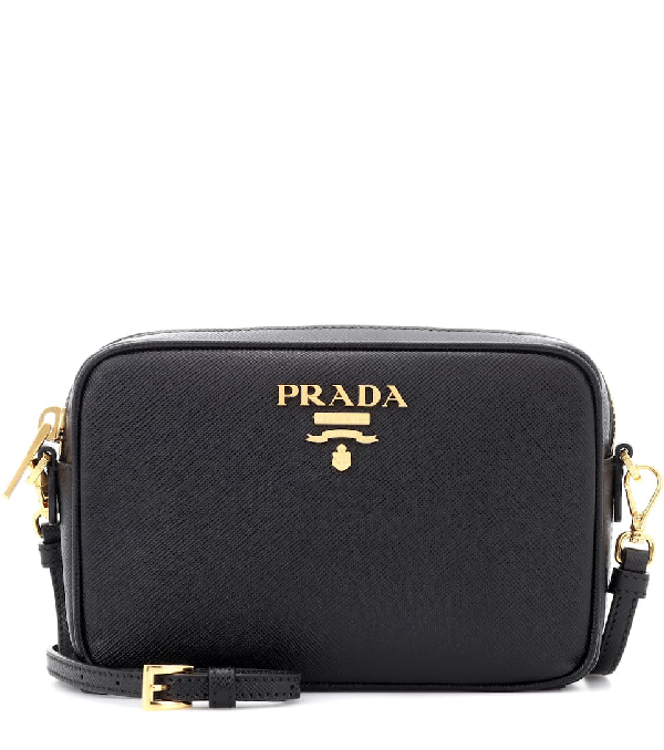 Prada Camera Textured-leather Shoulder Bag In Black | ModeSens
