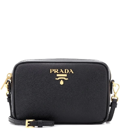 Prada Camera Textured-leather Shoulder Bag In Black