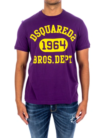 Dsquared² Round Neck Cotton T-shirt In Purple