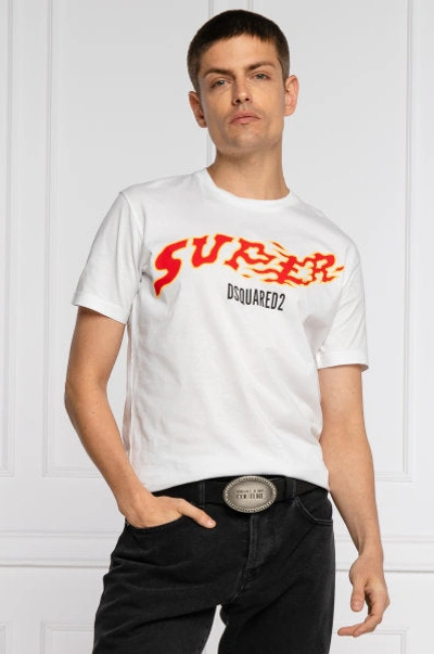 Dsquared² Round Neck Cotton  T-shirt In White