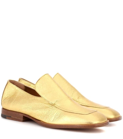 Dries Van Noten Leather Loafers In Gold