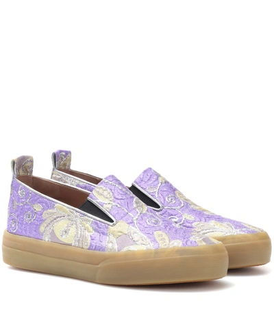 Dries Van Noten Brocade Slip-on Sneakers In Purple