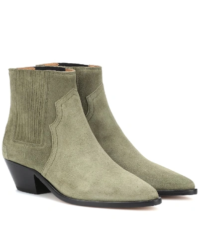 Isabel Marant Derlyn Leather Ankle Boots In Green