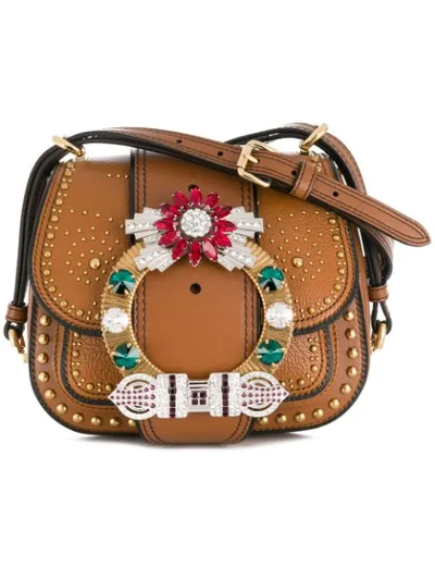 Miu Miu Dahlia Shoulder Bag In Brown