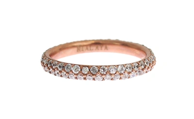 Nialaya Pink Gold 925 Silver Clear Cz Ring