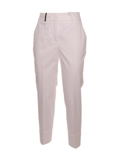 Peserico Satin Trousers In Beige
