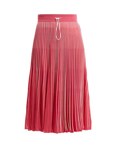 Valentino High-rise Pleated Jersey Midi Skirt In Pink