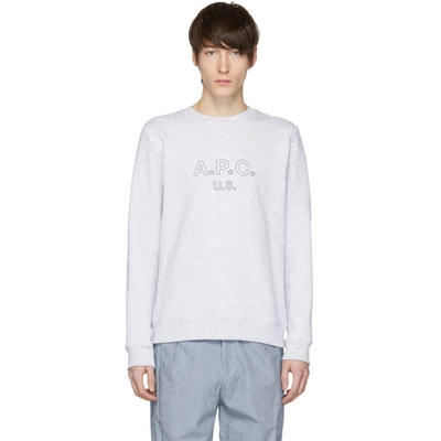 Apc Us Star And Logo-print Cotton-blend Sweatshirt In Grey