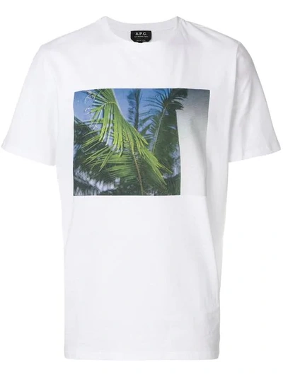 Apc Palm Tree-print Cotton T-shirt In White