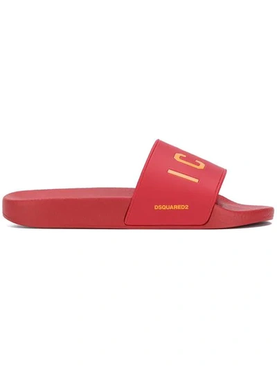 Dsquared2 Icon Slide Sandals In Red