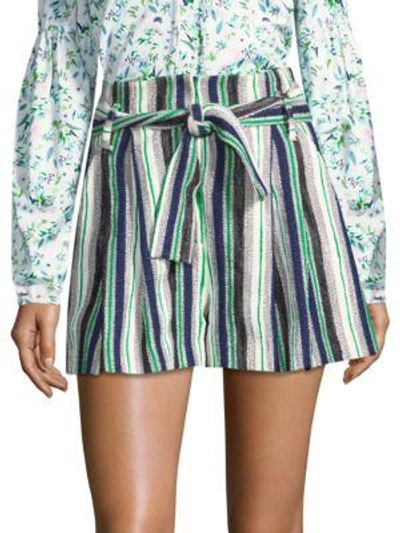 Amur Emerson Striped Shorts In Navy Green