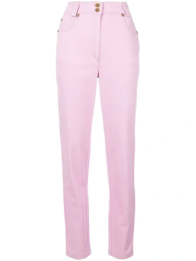 Versace High-waisted Skinny Jeans In Pink/purple