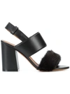 Givenchy Genuine Mink Flared Heel Sandal In Black