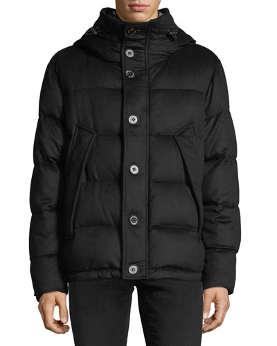 Burberry Waterman Cashmere Down-filled Short Parka In Black