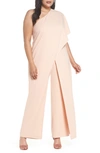 Adrianna Papell One-shoulder Jumpsuit In Blush
