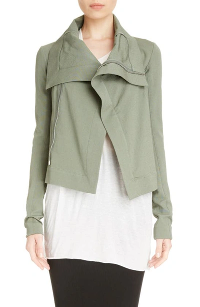 Rick Owens Cotton Blend Biker Jacket In Sage