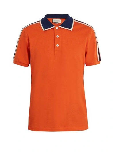 Gucci - Web Collar Polo Shirt - Mens - Orange