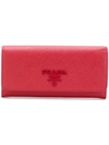 Prada Large Saffiano Leather Wallet In Red