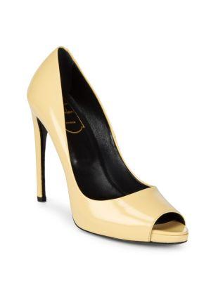 cream peep toe heels