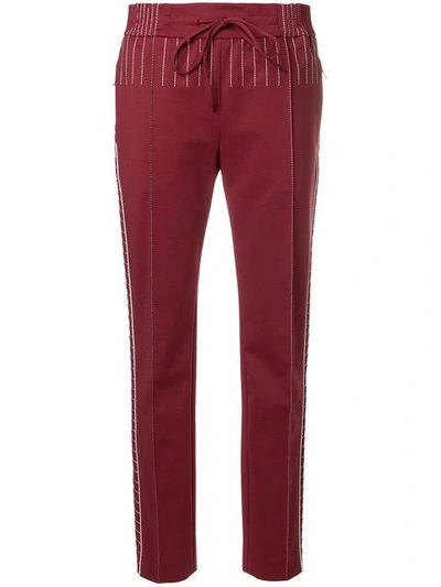 Valentino Contrasting Stitched Trousers - Red