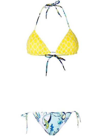 Emilio Pucci Printed Triangle Bikini Set In Multicolour