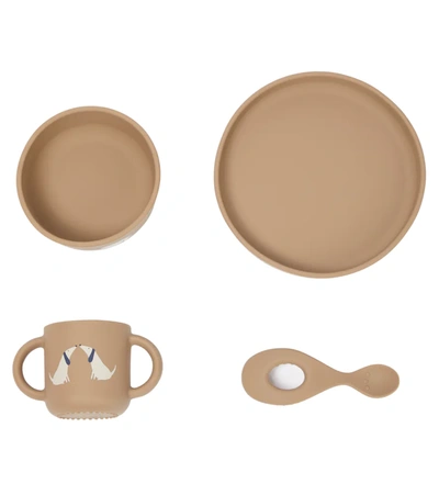 Liewood Vivi Silicone Tableware Set In Dog/oat Mix