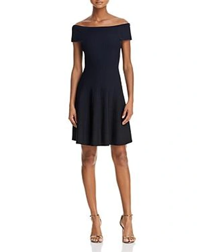 French Connection Olivia Off-the-shoulder Dress In Black/nocturnal