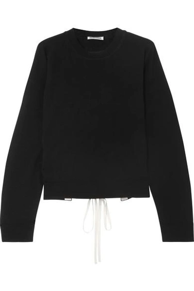 Jil Sander Open Back Lace-up Cashmere Sweater In Black