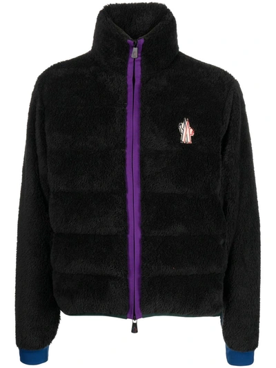 Moncler Grenoble Padded Fleece Zip Up Sweatshirt In Black