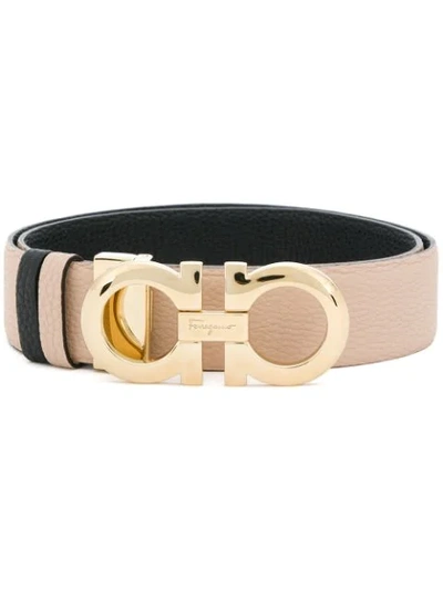 Ferragamo Double Gancio Buckle Belt In Neutrals