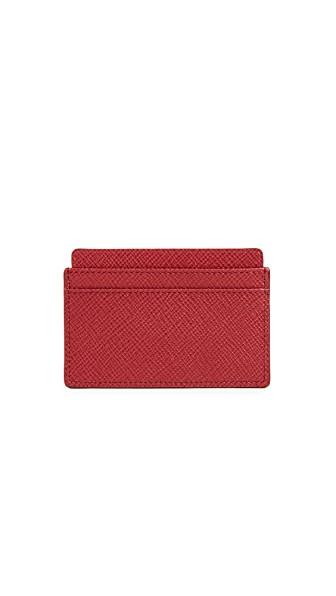 Smythson Panama Cross-grain Leather Card Holder In Red | ModeSens