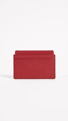 Smythson Panama Cross-grain Leather Card Holder In Red