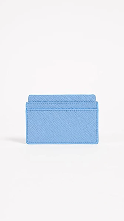 Smythson Panama Flat Card Holder In Nile Blue