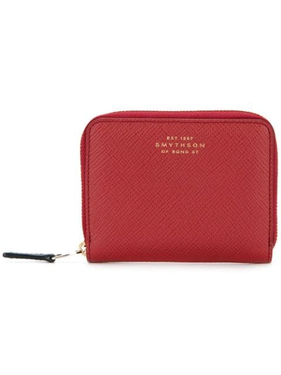 Smythson Panama Leather Coin Purse In Red